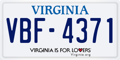 VA license plate VBF4371