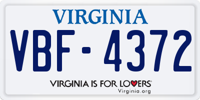 VA license plate VBF4372