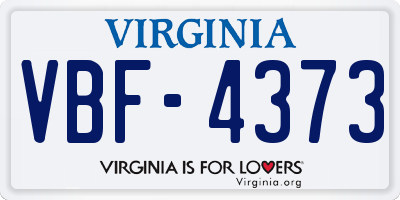VA license plate VBF4373