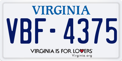 VA license plate VBF4375
