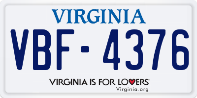 VA license plate VBF4376