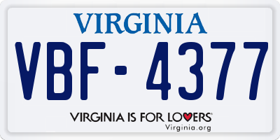 VA license plate VBF4377