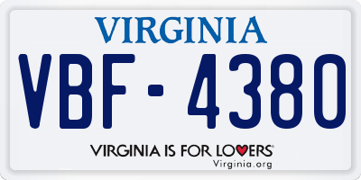 VA license plate VBF4380