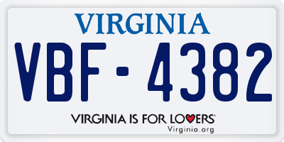 VA license plate VBF4382