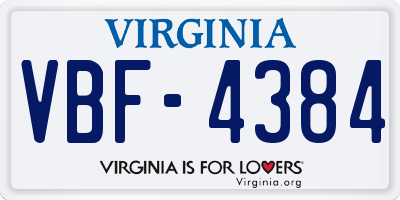 VA license plate VBF4384