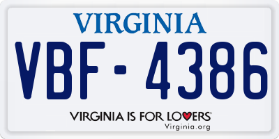 VA license plate VBF4386