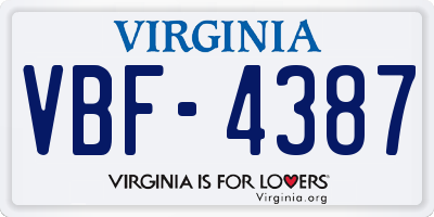 VA license plate VBF4387