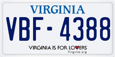 VA license plate VBF4388