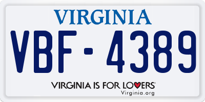 VA license plate VBF4389