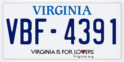 VA license plate VBF4391