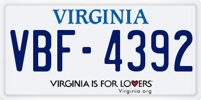 VA license plate VBF4392