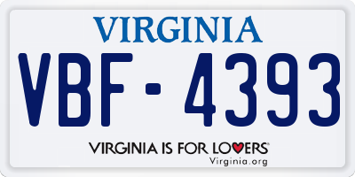 VA license plate VBF4393