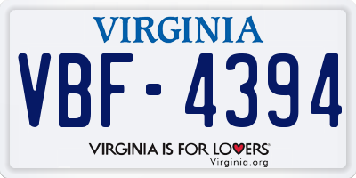 VA license plate VBF4394