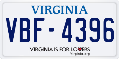VA license plate VBF4396