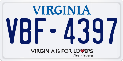 VA license plate VBF4397