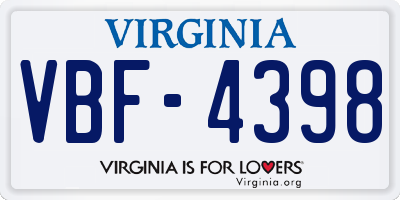 VA license plate VBF4398