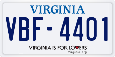 VA license plate VBF4401