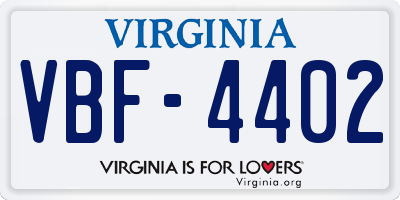 VA license plate VBF4402