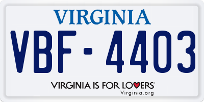 VA license plate VBF4403