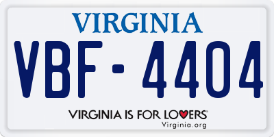 VA license plate VBF4404