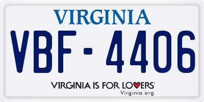 VA license plate VBF4406