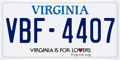 VA license plate VBF4407
