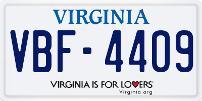 VA license plate VBF4409