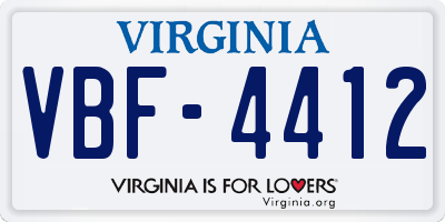 VA license plate VBF4412
