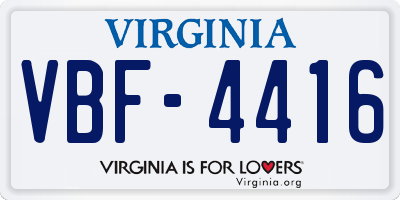 VA license plate VBF4416