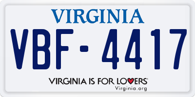 VA license plate VBF4417