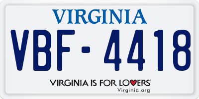VA license plate VBF4418