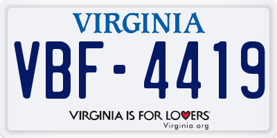VA license plate VBF4419