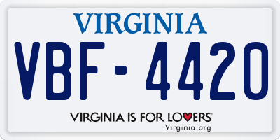 VA license plate VBF4420