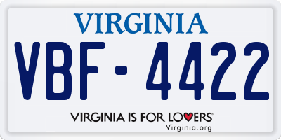 VA license plate VBF4422