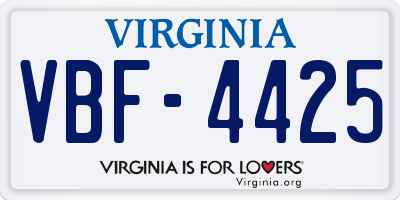 VA license plate VBF4425