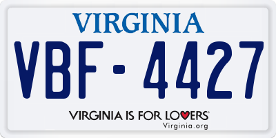 VA license plate VBF4427