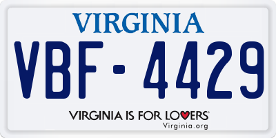 VA license plate VBF4429