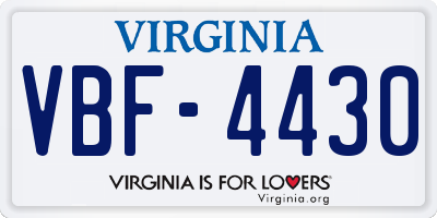 VA license plate VBF4430