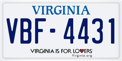 VA license plate VBF4431