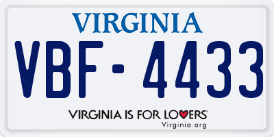 VA license plate VBF4433