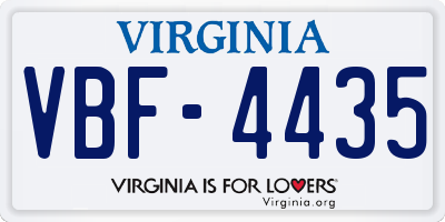 VA license plate VBF4435