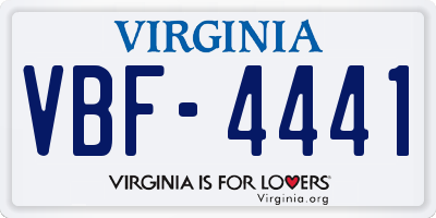 VA license plate VBF4441
