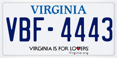 VA license plate VBF4443