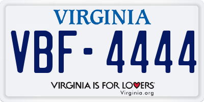 VA license plate VBF4444