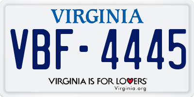 VA license plate VBF4445