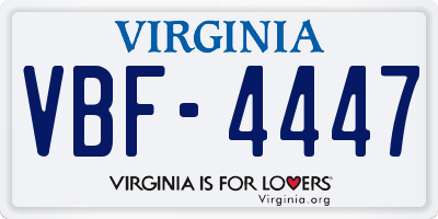 VA license plate VBF4447