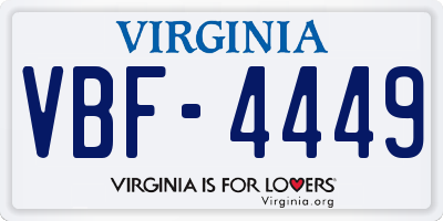 VA license plate VBF4449