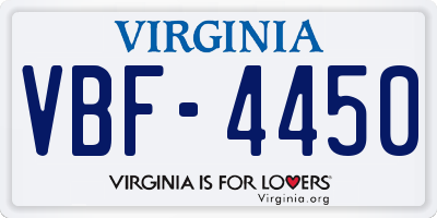VA license plate VBF4450