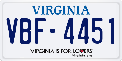 VA license plate VBF4451