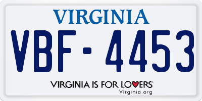 VA license plate VBF4453